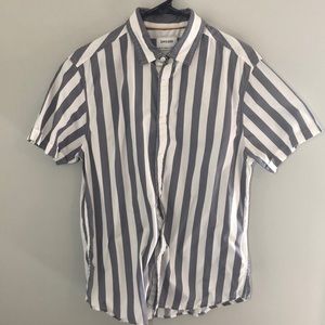 Striped Short Sleeve Button Up Down Shirt
